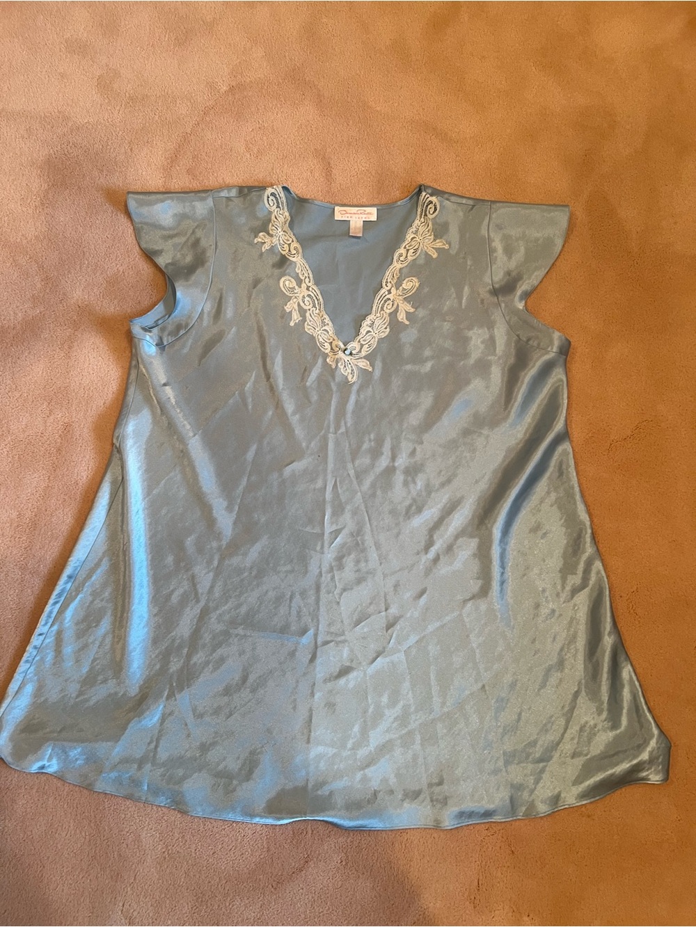Oscar de la Renta Pink Label Women’s Light Blue Silky Nightgown (Size 1X)